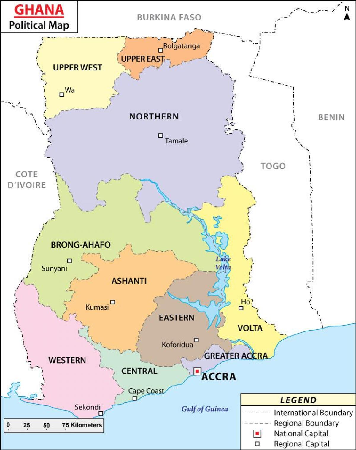 Kort af pólitískum ghana
